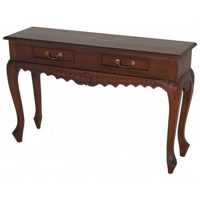 WAREHOUSE SALE MP - Queen AnnMary French Console Table with 2 Drawers ( 2 Drawer Carved Sofa Table ) TEK168 ST 002 CV Desk ( Discount Price $629 Special Price $499 )