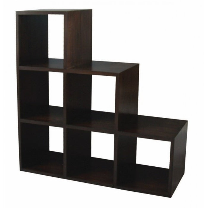 Minimalist Teak Cube Six Stairs Shelf Display Bookcase TEK168 CU 006 RPN ( Chocolate Colour )