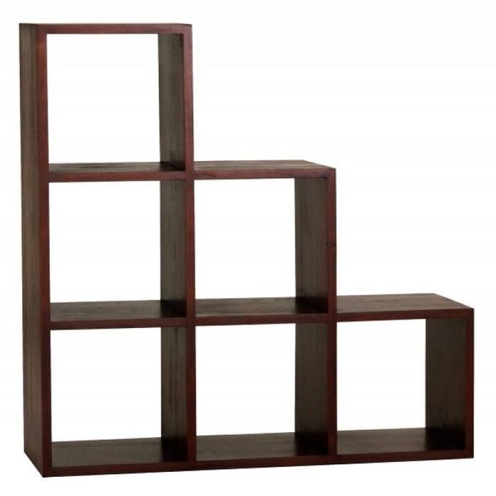 Exact Showroom Piece - Minimalist Teak Cube Six Stairs Shelf Display Bookcase TEK168 CU 006 RPN ( Light Pecan Colour )