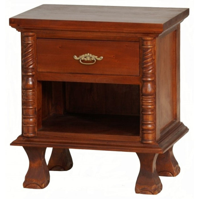MP - Jepara French Side Table 1 Drawer 1 Open Shelf  TEK168 BS 001 CVPL ( Mahogany Color )