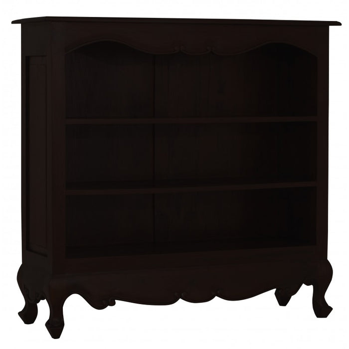 Queen Anna Solid Teak Wood Timber French Lowline Bookcase,  Bookshelves TEK168 BC 000 QA SM ( Chocolate Colour )