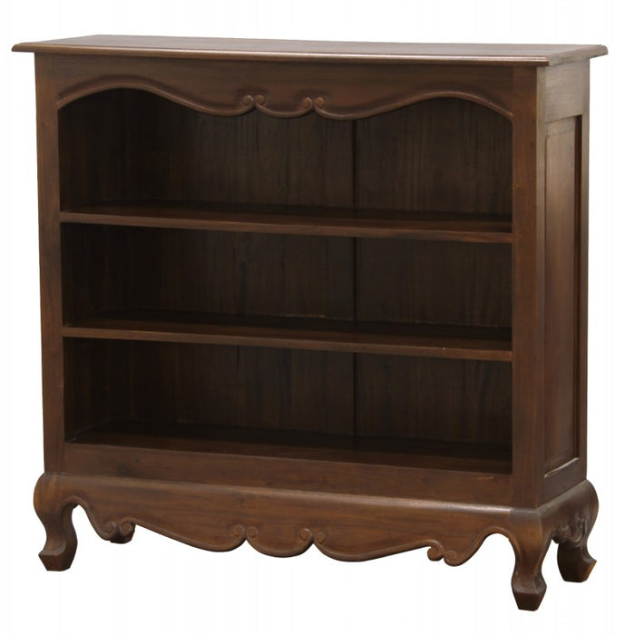 Queen Anna Solid Teak Wood Timber French Lowline Bookcase, Bookshelves TEK168 BC 000 QA SM WH_1 ( Discount Price $599)