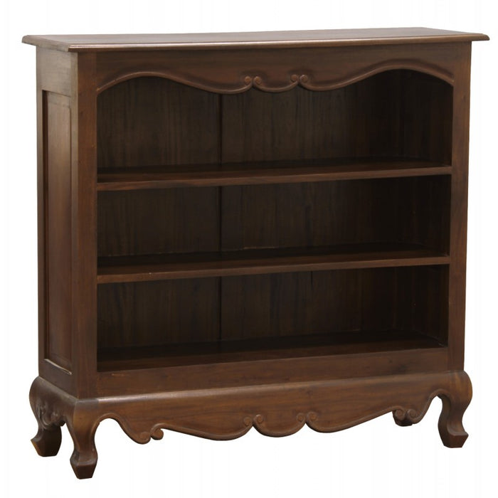 Queen Anna Solid Teak Wood Timber French Lowline Bookcase, Bookshelves TEK168 BC 000 QA SM WH_1 ( Discount Price $599)