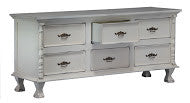 Jepara French Dresser Cabinet  Buffet Sideboard Royal White Color TEK168 SB 006 CVPL ( 6 Big Drawer ) ( Photo for Reference Only )