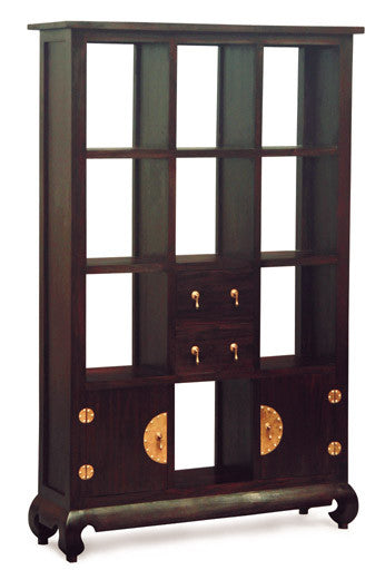 Chinese Oriental Display Cabinet Bookcase Divider  4 Drawer 2 Doors  Book Cabinet TEK168 SC 202 CSN ( Chocolate Colour )