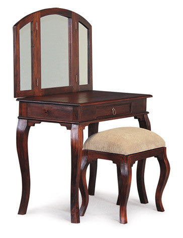 MP - Queen Ann Mary Dressing Table ONLY without Vanity Mirror 3 Folding Mirror 1 big drawer TEK168 ST 001 MR QA  Desk ( Picture for Reference Only ) ( Mahogany Colour )