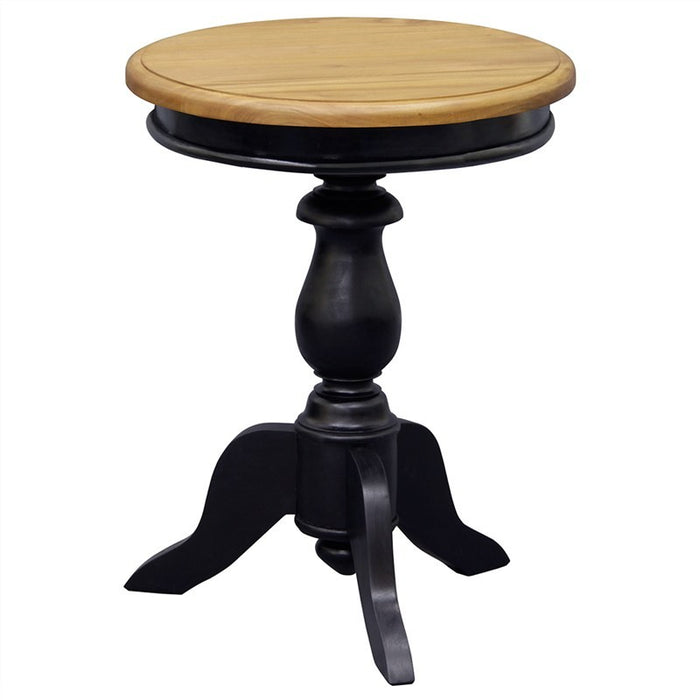 Strasbourg French Solid Wood Timber Round Wine Table, Black / Caramel TEK168WT-50-RD-BLR