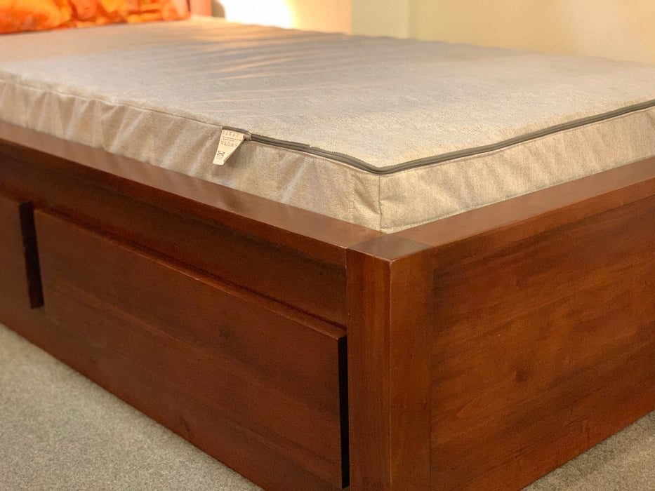 Amsterdam Bed Queen Size with 4 Storage Drawers Full Solid  TEK168 BS 004 TA QS ( Queen ) ( Natural  Colour)