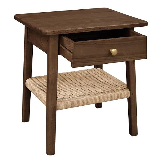 Kelly One Drawer Bedside Table (with Black Loom) TEK168 BS 001 RTKL (Walnut / Almond)