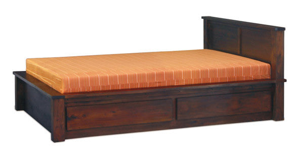 Amsterdam Bed Queen Size with 4 Storage Drawers Full Solid  TEK168 BS 004 TA QS ( Queen ) ( Natural  Colour)