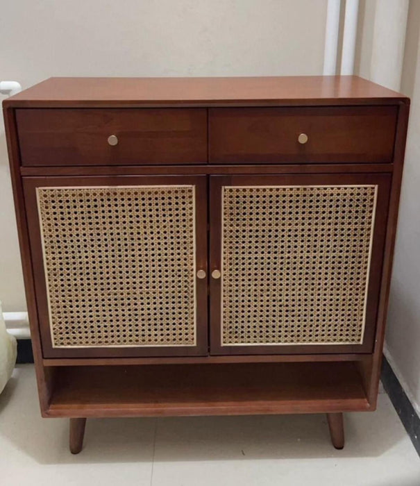 Elise Rattan Solid Wood Shoe Cabinet