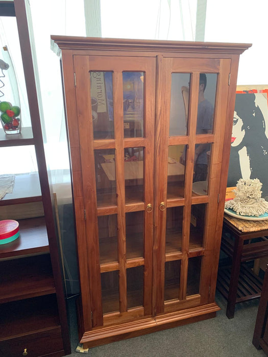 Display Cabinet Range 2 Glass Door 4 Shelf Solid Wood TEK168 DC 200 PN ( Mahogany / Light Pecan Colour)
