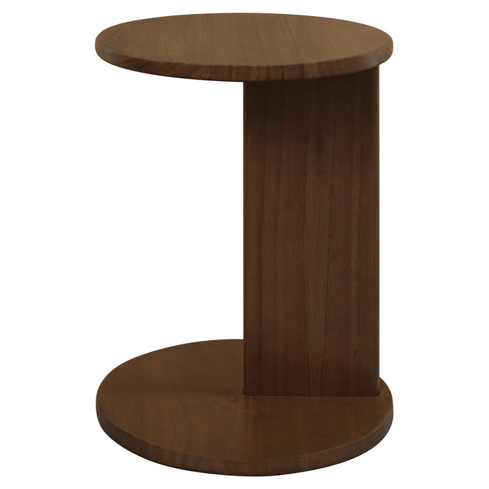 Brentwood Mindi Wood C-shape Side Table, Walnut