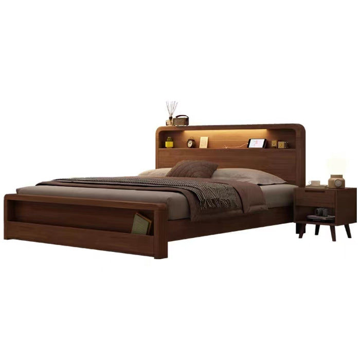 ASAPH HILTON CELINE American Solid Wood Walnut Multi Shelf Bed Frame Nordic Style Hydraulic Drawer Box Option