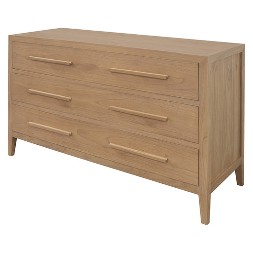 RADISSON Dion Teak Wood 3 Drawer Chest of Drawers Dresser, Natural Other Color Option