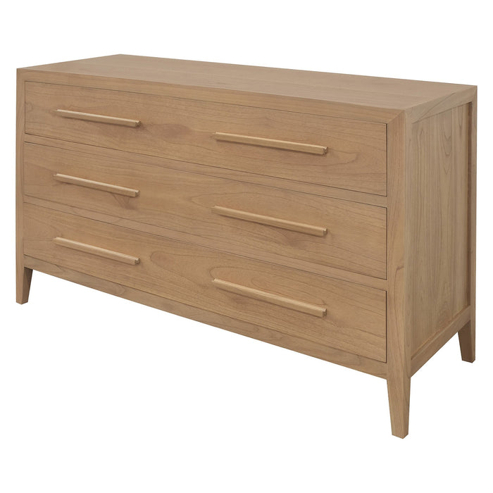 RADISSON Dion Teak Wood 3 Drawer Chest of Drawers Dresser, Natural Other Color Option