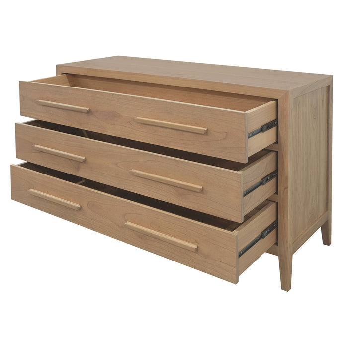 RADISSON Dion Teak Wood 3 Drawer Chest of Drawers Dresser, Natural Other Color Option
