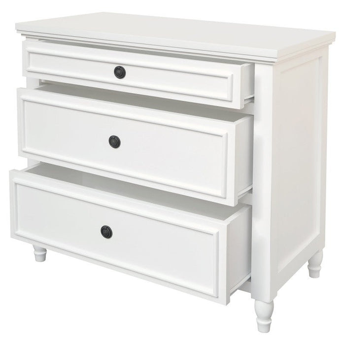 RADISSON Beau Teak Timber 3 Chest of Drawer Dresser, White