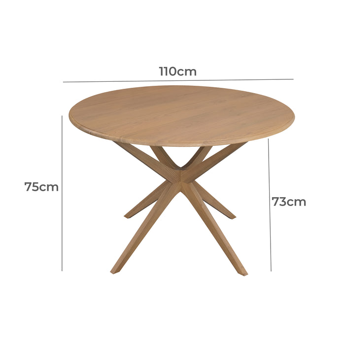 SHERATON Dionas Teak Wood Timber Round Dining Table, 90 cm, Black, Almond, Walnut