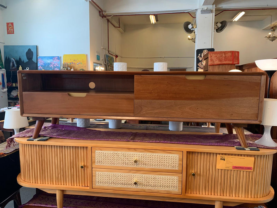 Teak Entertainment Unit 150cm (Almond color) EU 101 OV 150 C (AL)