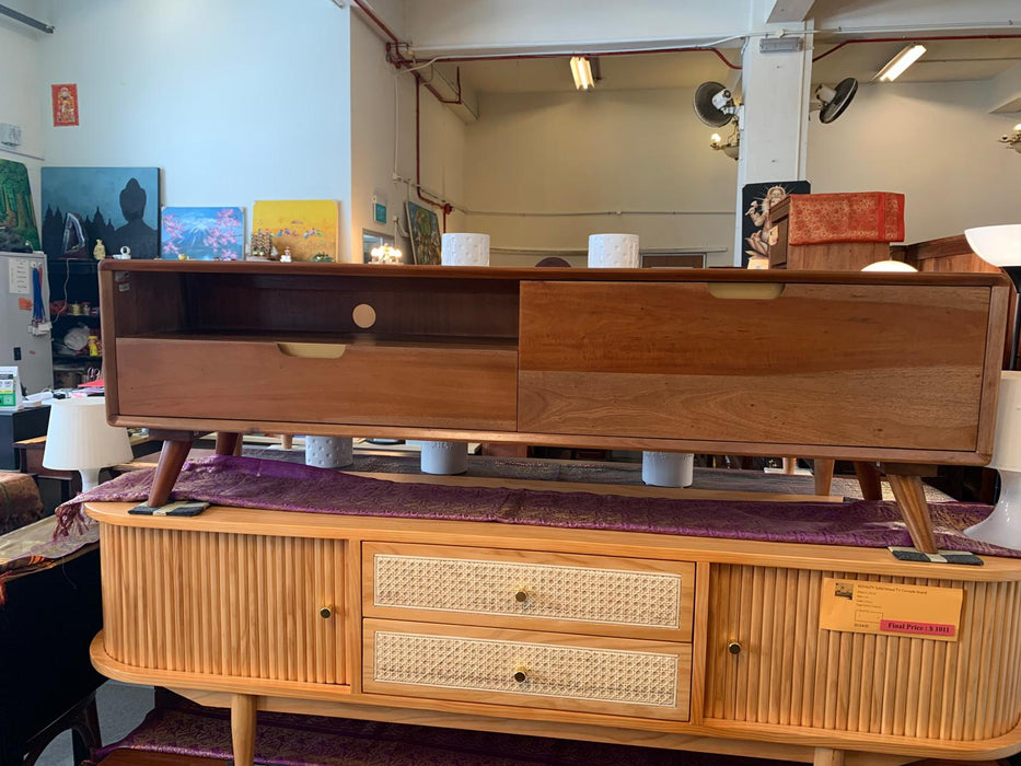 Teak Entertainment Unit 150cm (Almond color) EU 101 OV 150 C (AL)