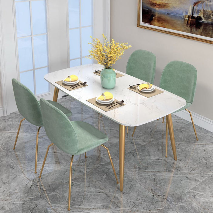 ELIZABETH Modern Minimalist Marble Gold Dining Table