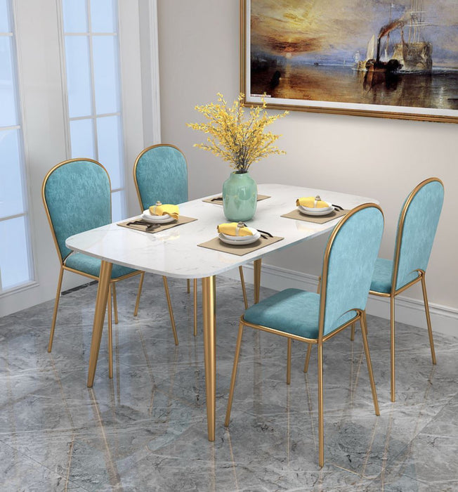 ELIZABETH Modern Minimalist Marble Gold Dining Table