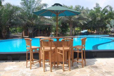 Outdoor Folding Bar Table with Storage with 4 Tall Bar Chair Set with Umbrella Parasol TEK168INX BAR TABLE 4 BAR CHAIR 1 SUN UMBRELLA SET