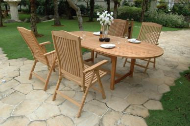 Outdoor Oval Extension Table and 4 Reclining Chair  Set ( Special Package ) TEK168INX EXT TABLE 100 and 4 RECLINE CHAIR SET