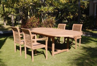 Outdoor 160 - 200 Extension Table and 4 Stacking Chair TEK168INX EXT TABLE and 4 STACK CHAIR SET