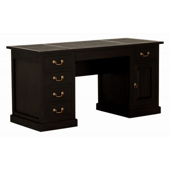 Executive Table Writing Desk Leatherette Top 6 Drawers 1 Door 160W 65D 80H TEK168 DK 106 OSC( Mahogany Colour )