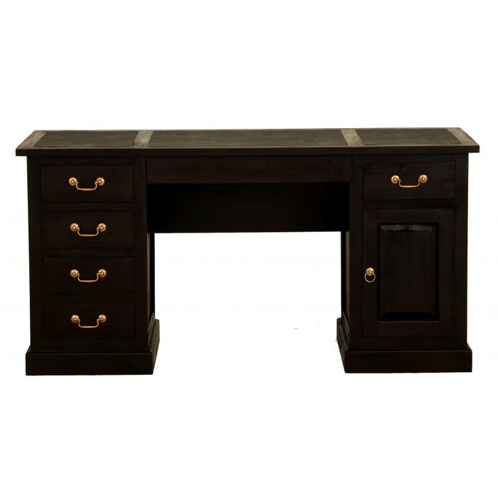 Executive Table Writing Table Wood Top 1 Solid Door 6 Drawer 160W 65D 80H TEK168 DK 106 OSC ( Chocolate Colour )
