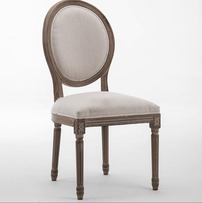 Queen Anna Premium Teak Wood Timber Round Back French Dining Chair, TEK168 CH 000 RD QA Premium ( Antique Light Pecan Colour)