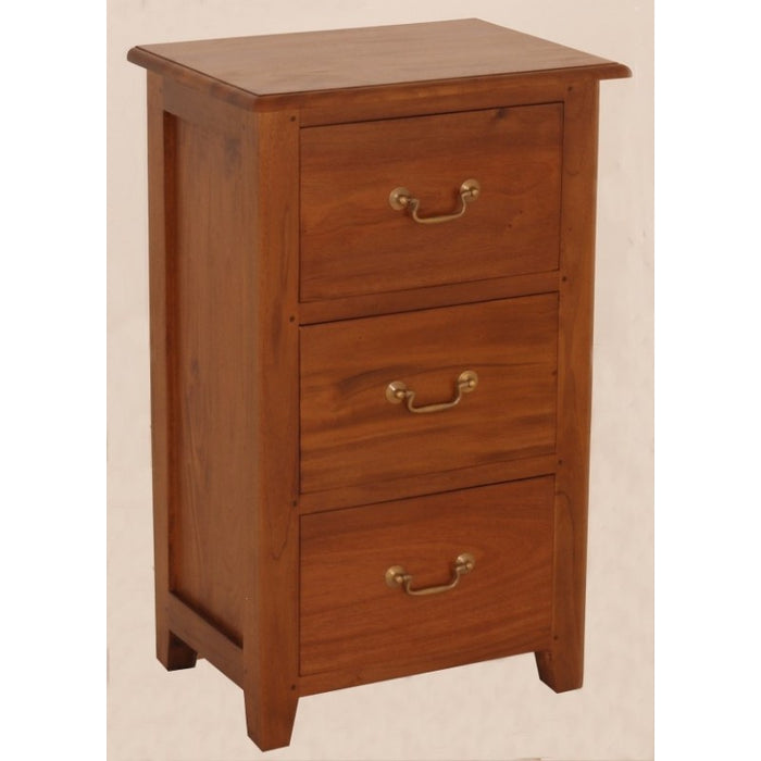 MP - 3 Drawer Lamp Table Solid Timber Wood TEK168 LT 003 PN ( Chocolate Colour  )