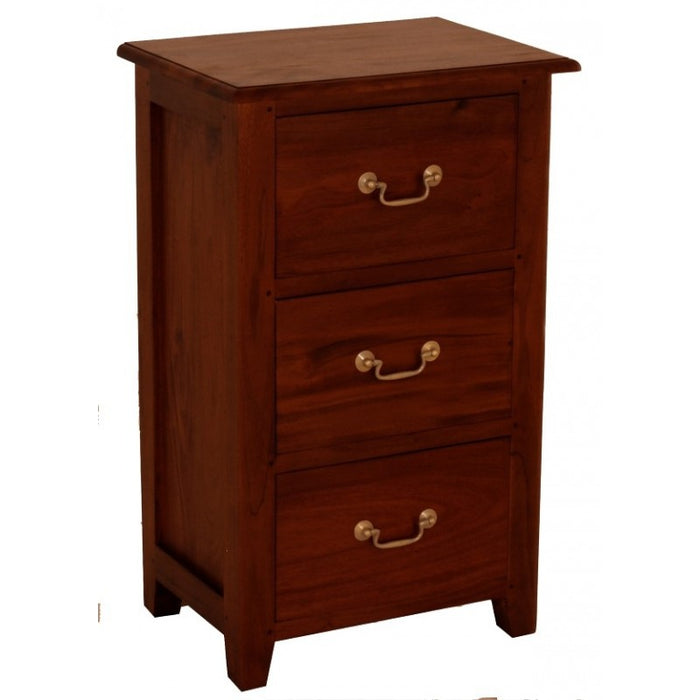 MP - 3 Drawer Lamp Table Solid Timber Wood TEK168 LT 003 PN ( Two Tone White and Light Pecan Colour  )