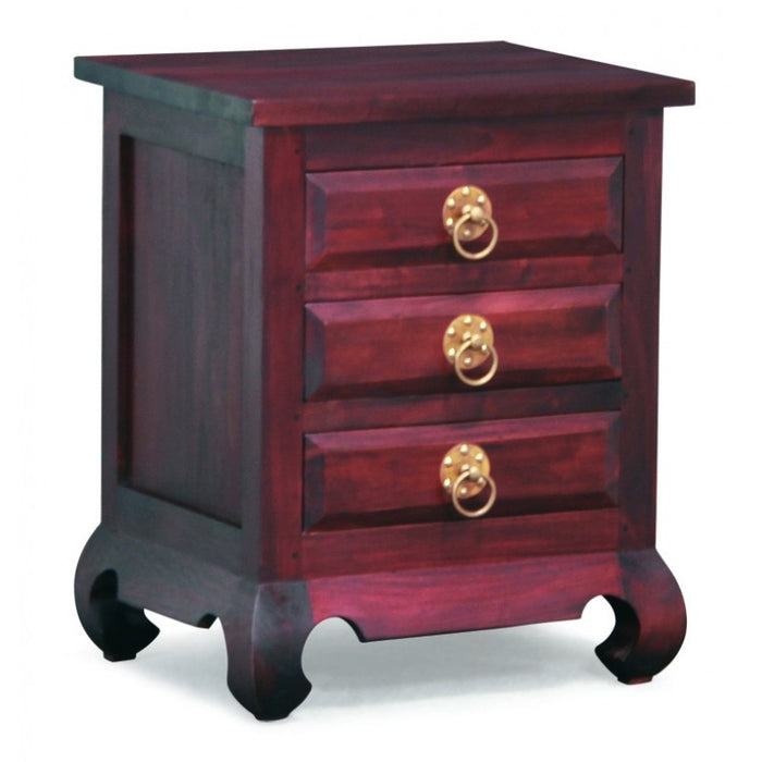 MP - China Shanghai Side Table 3 Drawer Bedside Night Stand TEK168 BS 003 OL RH ( Chocolate Colour )