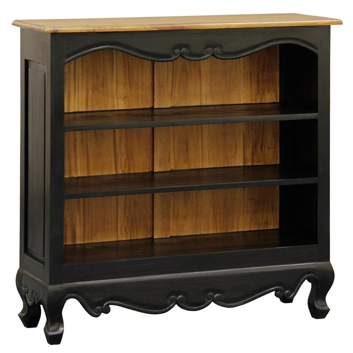 Bordeaux Queen AnnMary Solid  Timber Lowline Bookcase, Black / Caramel TEK168 BC 000 QA SM BLR