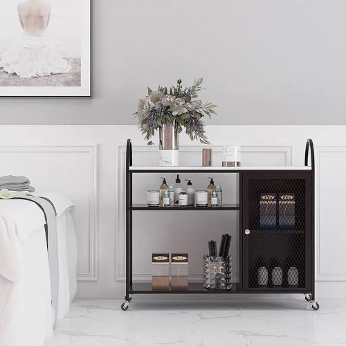 ARIEL Contemporary Marble-top Bar Trolley Wine Cabinet