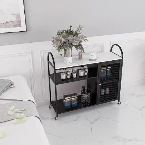 ARIEL Contemporary Marble-top Bar Trolley Wine Cabinet
