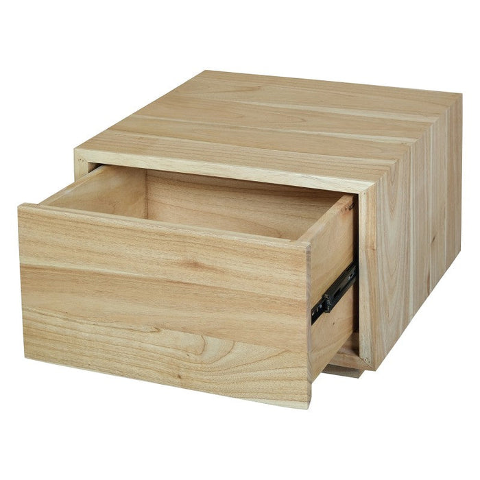 OSCAR WYNHAM Teak Timber Low Bedside Table, Natural