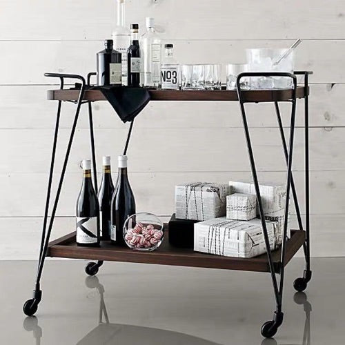 RAELYNN Solid Wooden Bar Trolley Stand