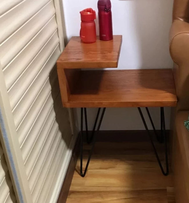 ARIEL Modern Industrial Solid Wood Bedside Table