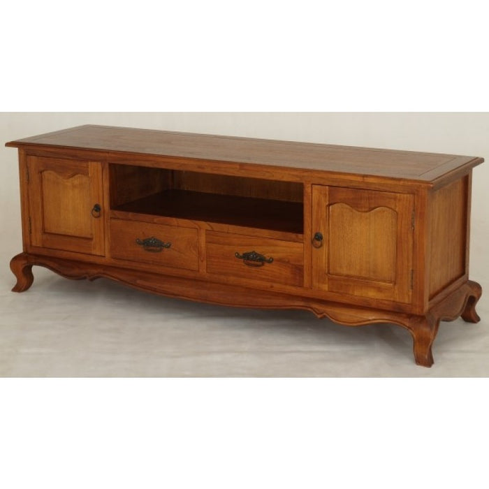MP - French Provincial Solid Teak Wood Timber 2 Door 2 Drawer French TV Console Unit, 168cm, White Cabinet TEK168 EU 202 FP ( Picture for Reference Only )