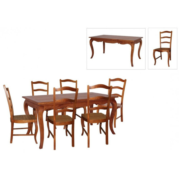 French Provincial Dining Table 180cm  and 6 Chair with Cushion TEK168 DT 180 85 FP SET OF 6 ( Picture for Reference Only )