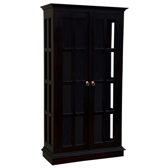 MP - Display Cabinet Range 2 Glass Door 4 Shelf Solid Wood TEK168 DC 200 GL  ( Picture Illustration Colour for Reference Only ) (Chocolate Colour )