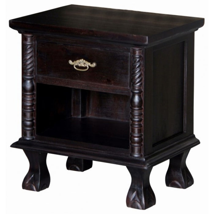 MP - Jepara French Side Table 1 Drawer 1 Open Shelf Chocolate Color TEK168 BS 001 CVPL