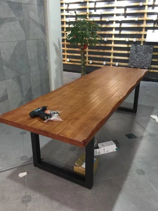 AUBREY Modern Industrial Solid Wood Dining Table  ( 4 Color Selection ) Special Price $500 - 900