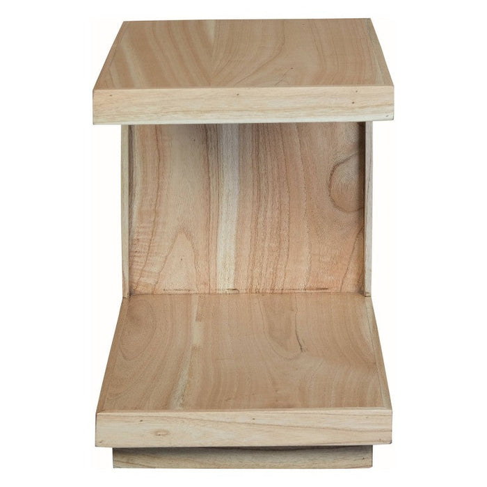 OSCAR WYNHAM Teak Timber C-shape Side Table Lamp Table, Natural