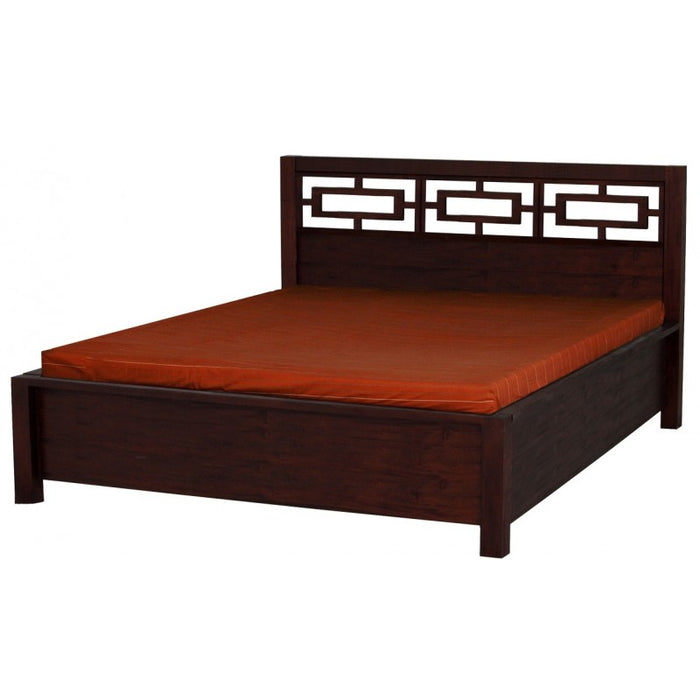 Oriental Bed King Size Fit Mattress 193 x 183 cm TEK168BS 000 ORI KS ( Queen ) (  Mahogany Colour )