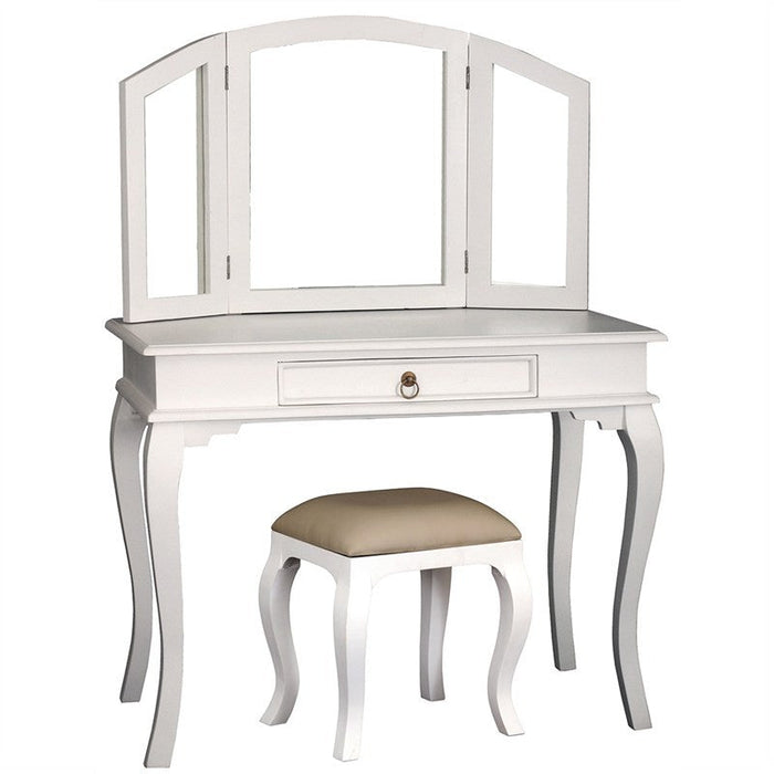 MP - Queen AnnMary Dressing Table Vanity Mirror 3 Folding Mirror 1 Big Drawer Table Only TEK168 ST 001 MR QA ( White Colour )